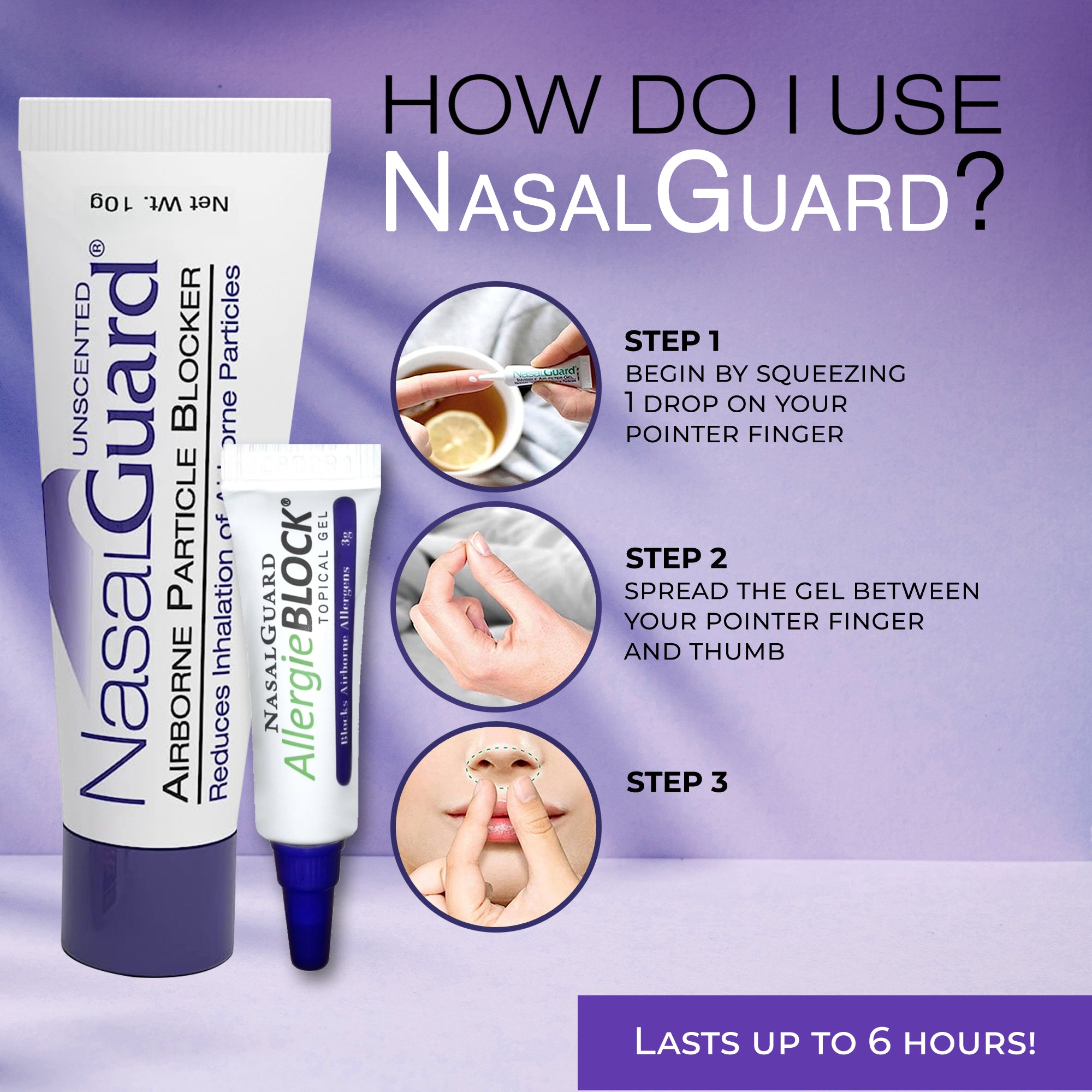 NasalGuard AllergieBlock | Allergy Relief Nasal Gel | Unscented | 3g Tube